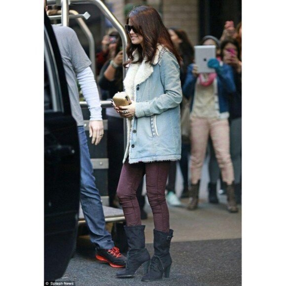 Free People Sherpa Shearling Fur Winter Denim Jacket Coat XS Rare ASO - Picture 2 of 4